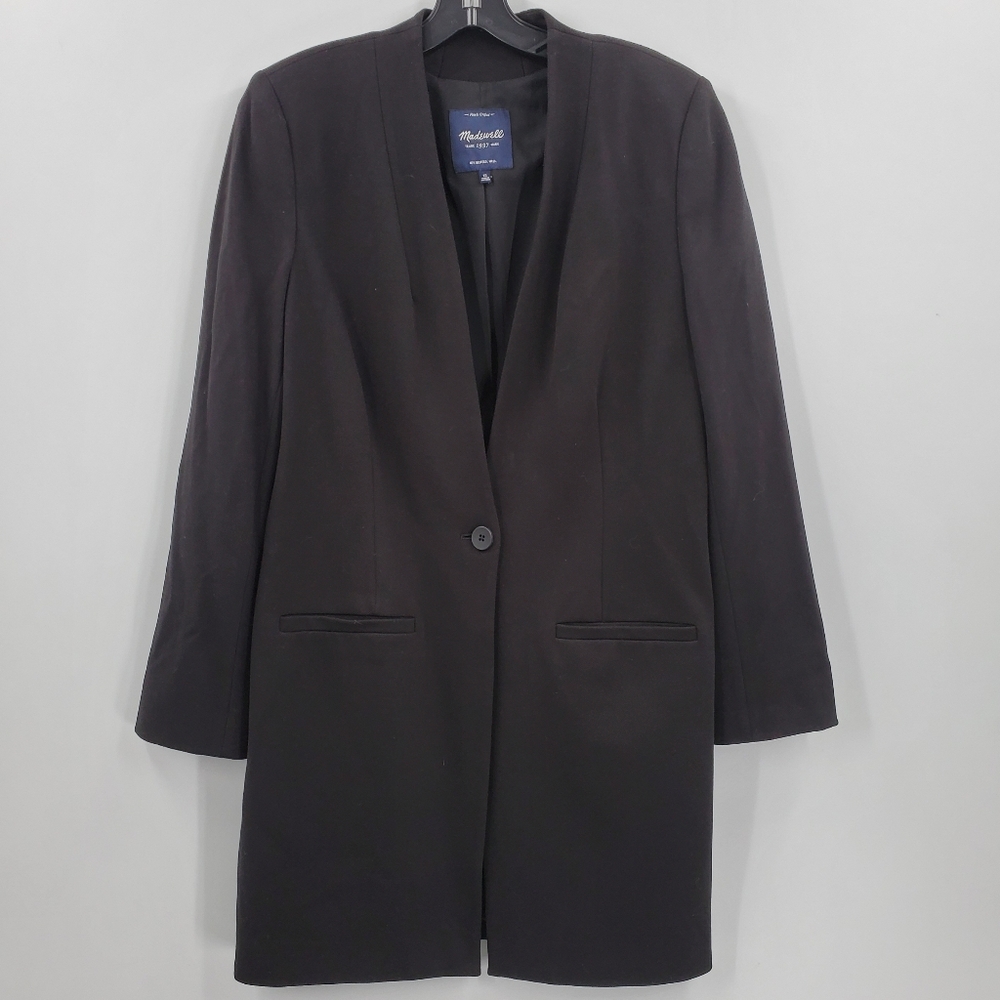 Women's Madewell E1540 Black Longline Venice Boyfriend‎ Blazer Size 12